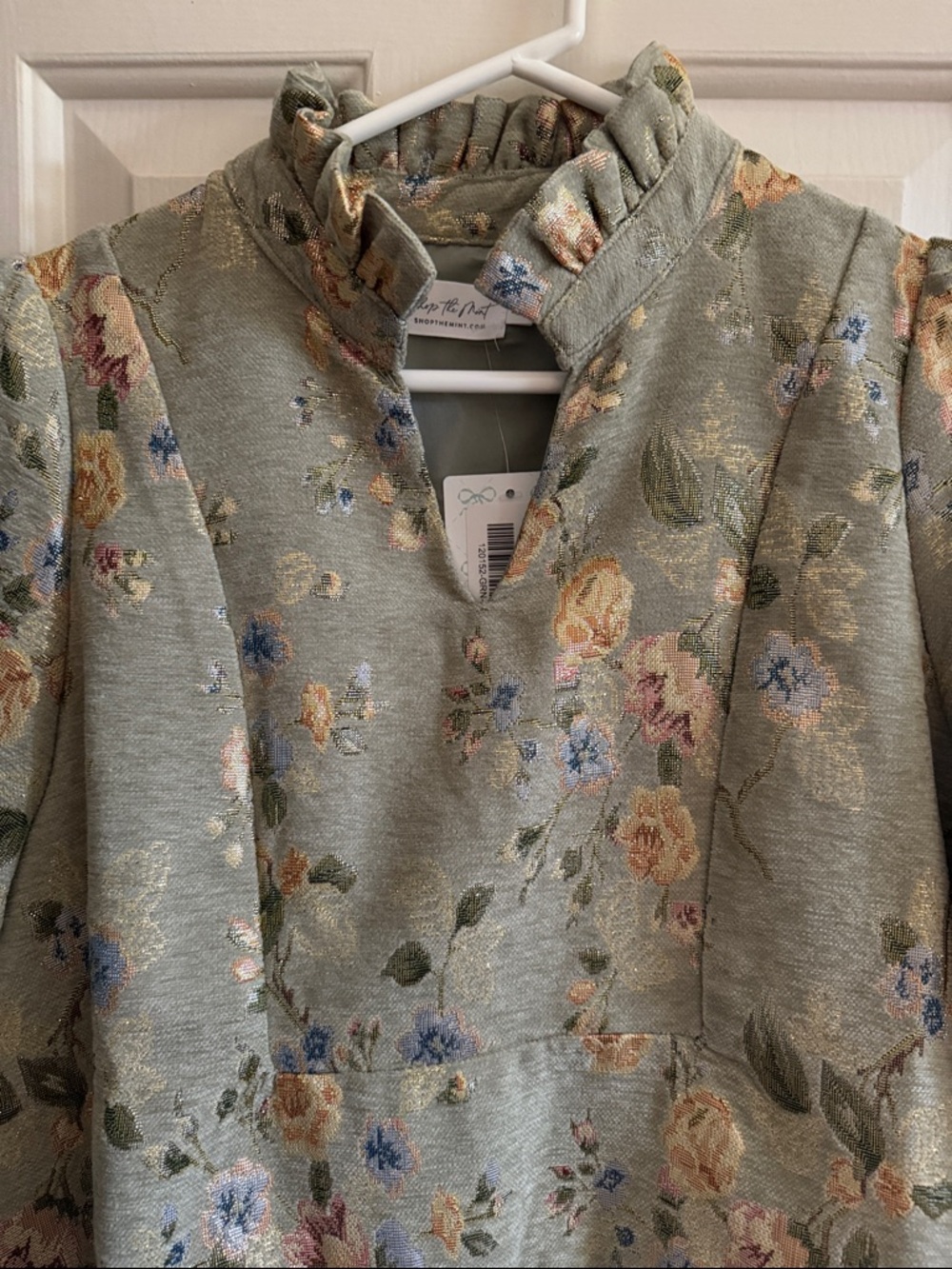 NWT “Always on my Mind” Sage Brocade Babydoll Dress - Picture 4 of 5